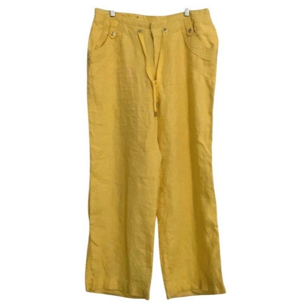 INC International Concepts Womens Yellow Linen Pants Size 14